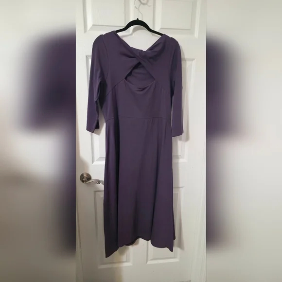 Pact, Organic Cotton Purple Fit And Flare Dress, Midi, XL - Picture 2 of 4